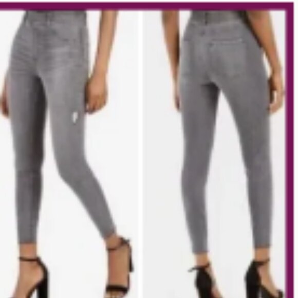 SPANX Pull On Distressed Women's Skinny Jeans in Gray Sz Lrg - Picture 2 of 15